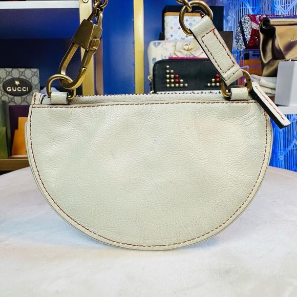Gucci Rare GG Micro Purse Key Pouch Cream Leather Half Moon - Picture 3 of 14
